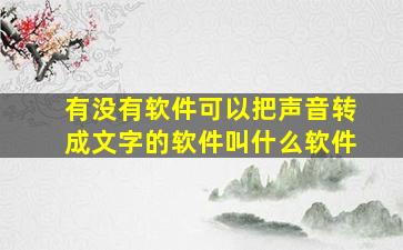 有没有软件可以把声音转成文字的软件叫什么软件