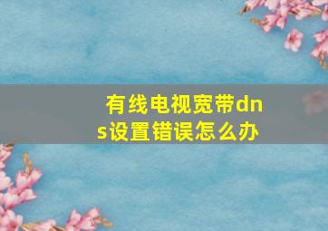 有线电视宽带dns设置错误怎么办