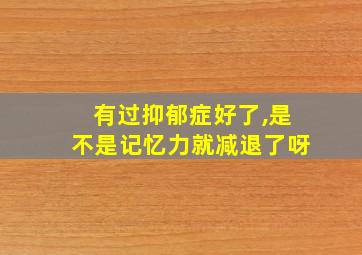 有过抑郁症好了,是不是记忆力就减退了呀