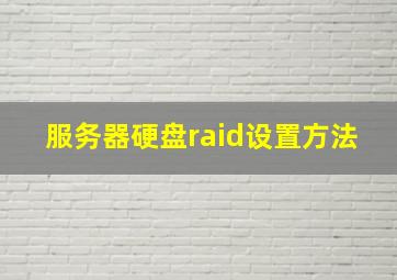 服务器硬盘raid设置方法