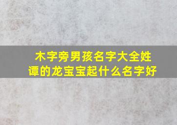 木字旁男孩名字大全姓谭的龙宝宝起什么名字好