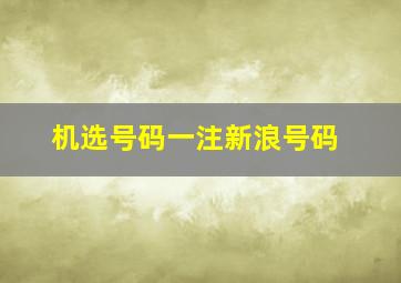 机选号码一注新浪号码