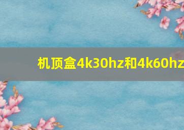 机顶盒4k30hz和4k60hz