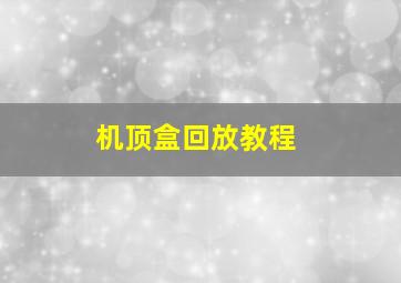 机顶盒回放教程