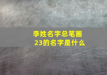 李姓名字总笔画23的名字是什么