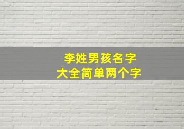 李姓男孩名字大全简单两个字