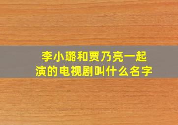 李小璐和贾乃亮一起演的电视剧叫什么名字