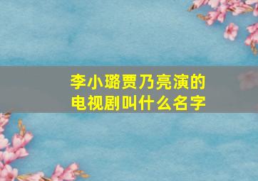 李小璐贾乃亮演的电视剧叫什么名字