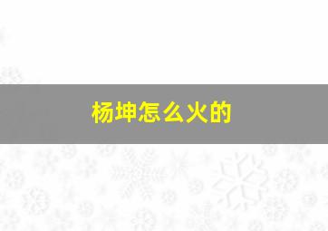 杨坤怎么火的