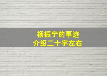 杨振宁的事迹介绍二十字左右