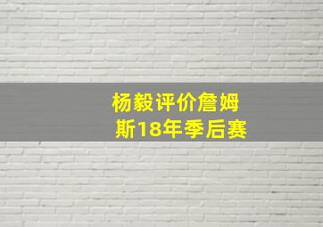 杨毅评价詹姆斯18年季后赛