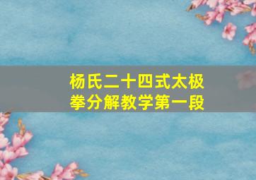 杨氏二十四式太极拳分解教学第一段