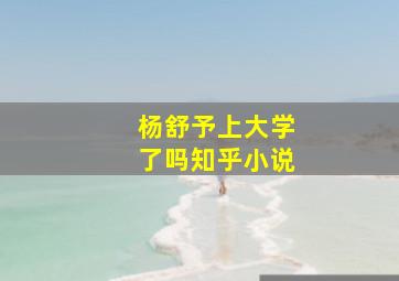 杨舒予上大学了吗知乎小说