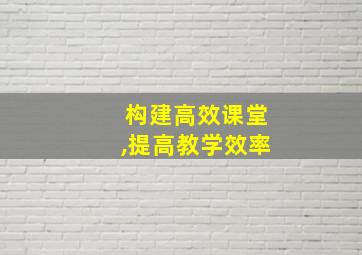 构建高效课堂,提高教学效率