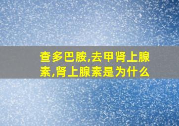 查多巴胺,去甲肾上腺素,肾上腺素是为什么