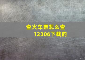 查火车票怎么查12306下载的