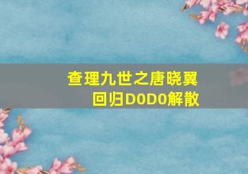 查理九世之唐晓翼回归D0D0解散