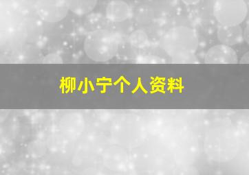 柳小宁个人资料