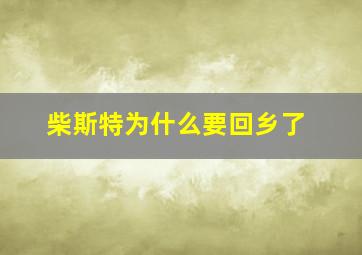 柴斯特为什么要回乡了