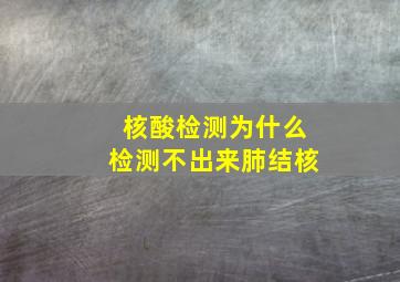 核酸检测为什么检测不出来肺结核