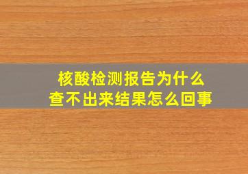 核酸检测报告为什么查不出来结果怎么回事