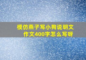 模仿燕子写小狗说明文作文400字怎么写呀