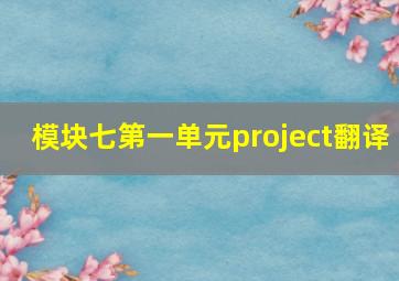 模块七第一单元project翻译