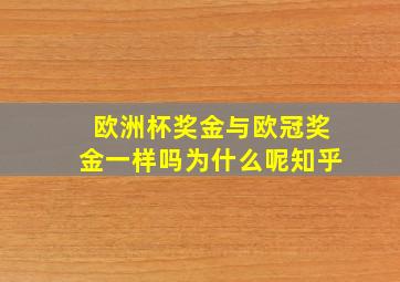 欧洲杯奖金与欧冠奖金一样吗为什么呢知乎