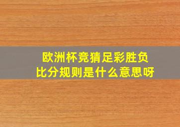 欧洲杯竞猜足彩胜负比分规则是什么意思呀