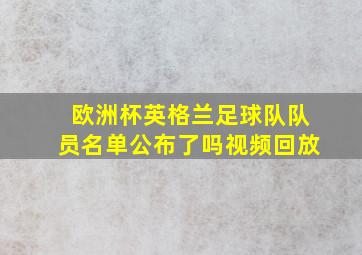 欧洲杯英格兰足球队队员名单公布了吗视频回放