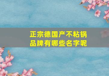 正宗德国产不粘锅品牌有哪些名字呢