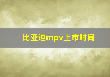 比亚迪mpv上市时间