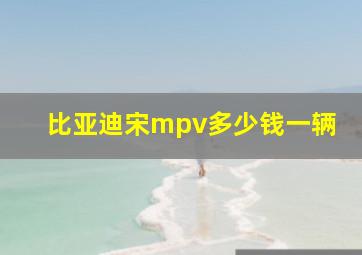 比亚迪宋mpv多少钱一辆