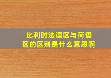 比利时法语区与荷语区的区别是什么意思啊