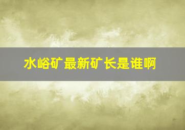 水峪矿最新矿长是谁啊