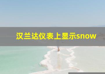 汉兰达仪表上显示snow