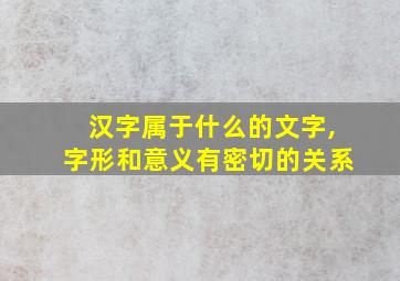 汉字属于什么的文字,字形和意义有密切的关系