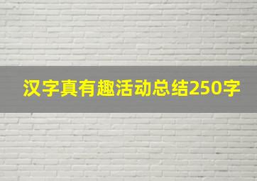 汉字真有趣活动总结250字