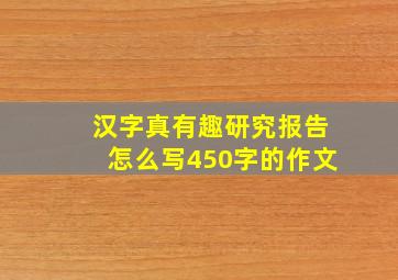 汉字真有趣研究报告怎么写450字的作文