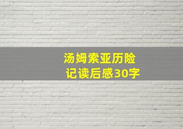 汤姆索亚历险记读后感30字