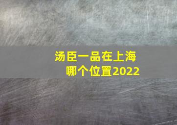 汤臣一品在上海哪个位置2022