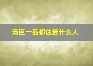 汤臣一品都住着什么人