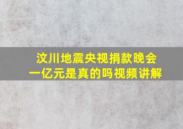 汶川地震央视捐款晚会一亿元是真的吗视频讲解