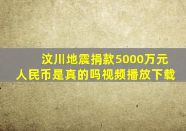 汶川地震捐款5000万元人民币是真的吗视频播放下载