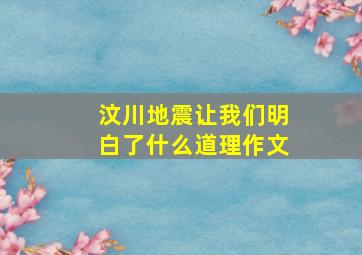 汶川地震让我们明白了什么道理作文