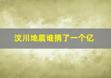 汶川地震谁捐了一个亿