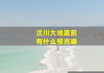 汶川大地震前有什么预兆嘛