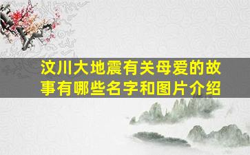 汶川大地震有关母爱的故事有哪些名字和图片介绍