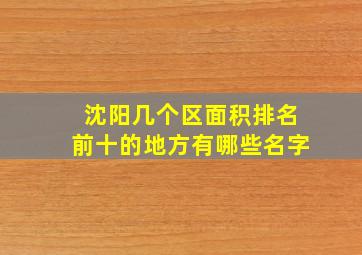 沈阳几个区面积排名前十的地方有哪些名字