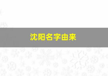 沈阳名字由来